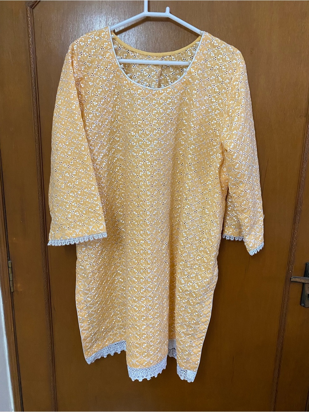 Women's Yellow Eyelet Lace chicken kari shirt